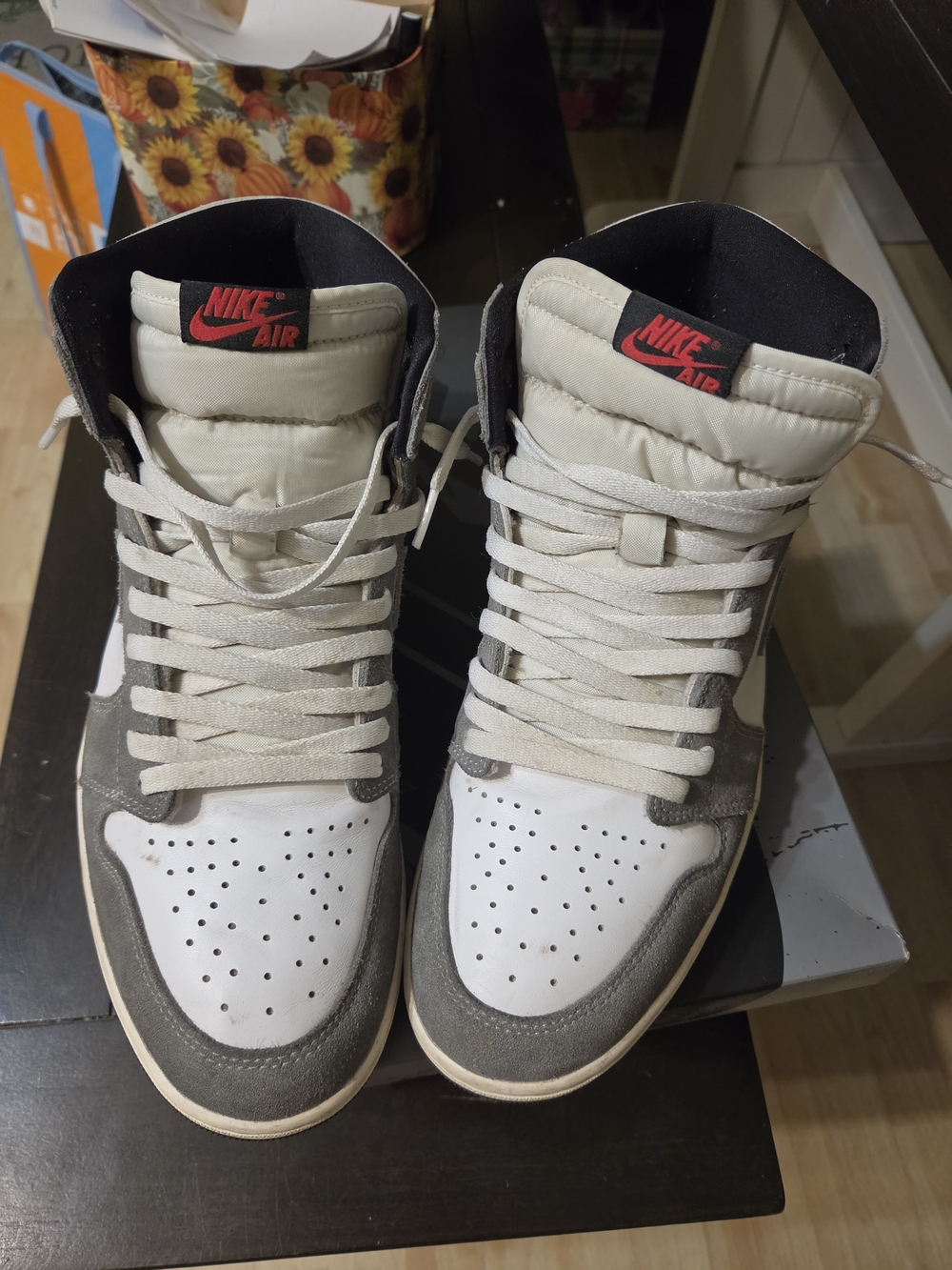 Men's High-Top Sneakers in White and Gray
